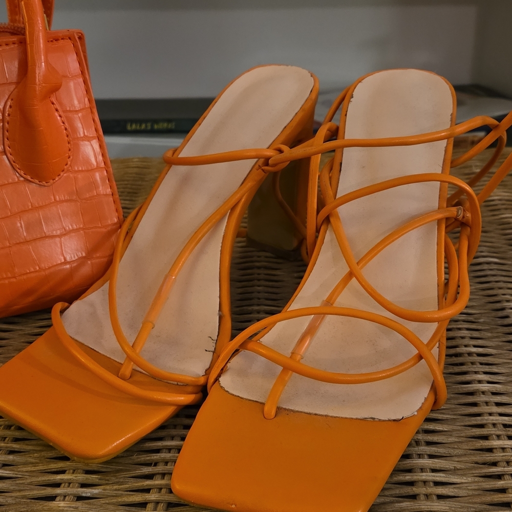 Orange Strappy Women's Sandals